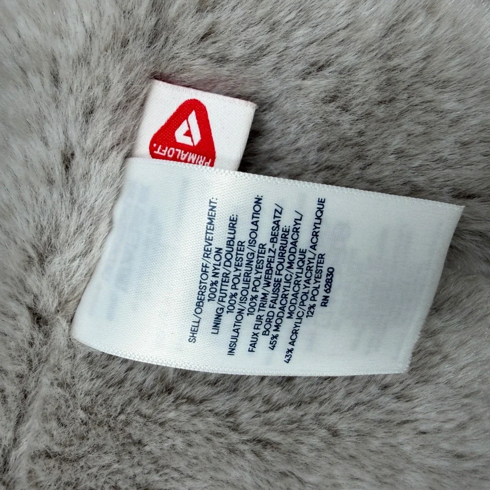 Lands End Girls XL 14 16 Primaloft Iridescent Fur Lined Winter Coat Puffer Green